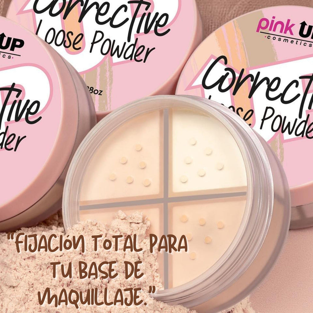 Pink Up | Corrective Loose Powder for Face | Mattifies and brightens without drying | Evens skin tone for all complexions | Baking Powder | Setting Powder | Warm | 8g | Model PKPT302