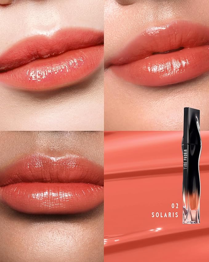 TIMEPHORIA Stellar Dust Lip Stain 02 Solaris, Transfer-Proof &Smudge-Proof Lip Gloss, Vibrant Orange Tinted Glossy Finish, High-Pigment Vibrant, Hydrating Lightweight Long-Lasting Lip Makeup for Women