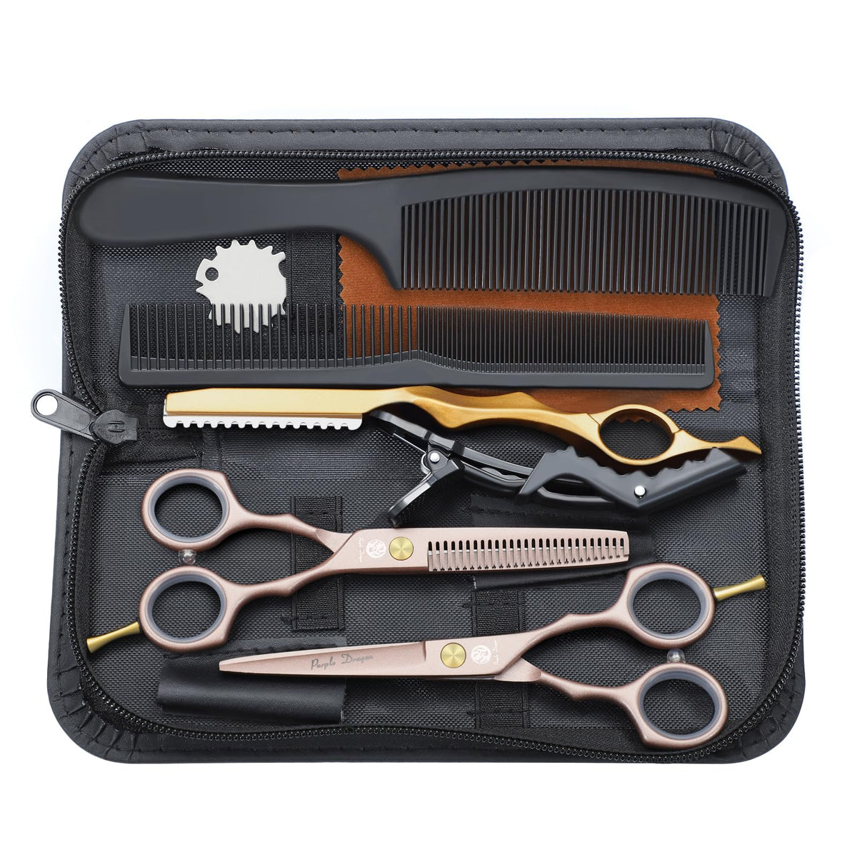 Purple Dragon 5.5 inch Hair Cutting Scissors Set with Razor - Purple