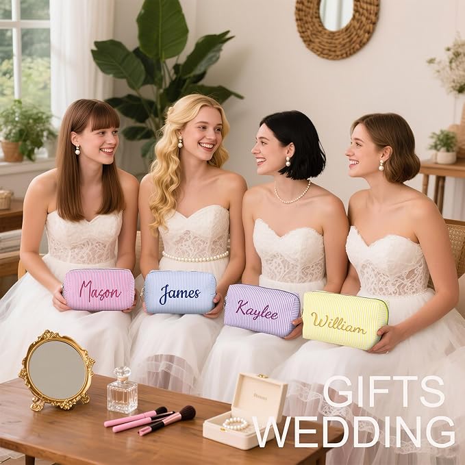 DayOfShe Personalized Name Makeup Bag for Bridesmaid Gifts,Custom Large Capacity Cosmetic Travel Toiletry Make Up Bags for Birthday Gifts,Personalized Gifts for Women Teen Girls