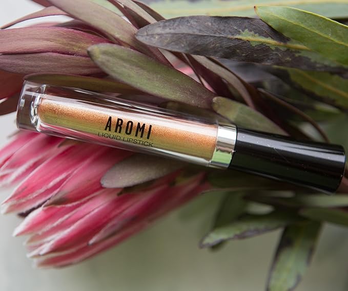 Aromi Gold Metallic Liquid Lipstick, Bronze Yellow Lip Color with Shimmery Finish (Gold Digger)