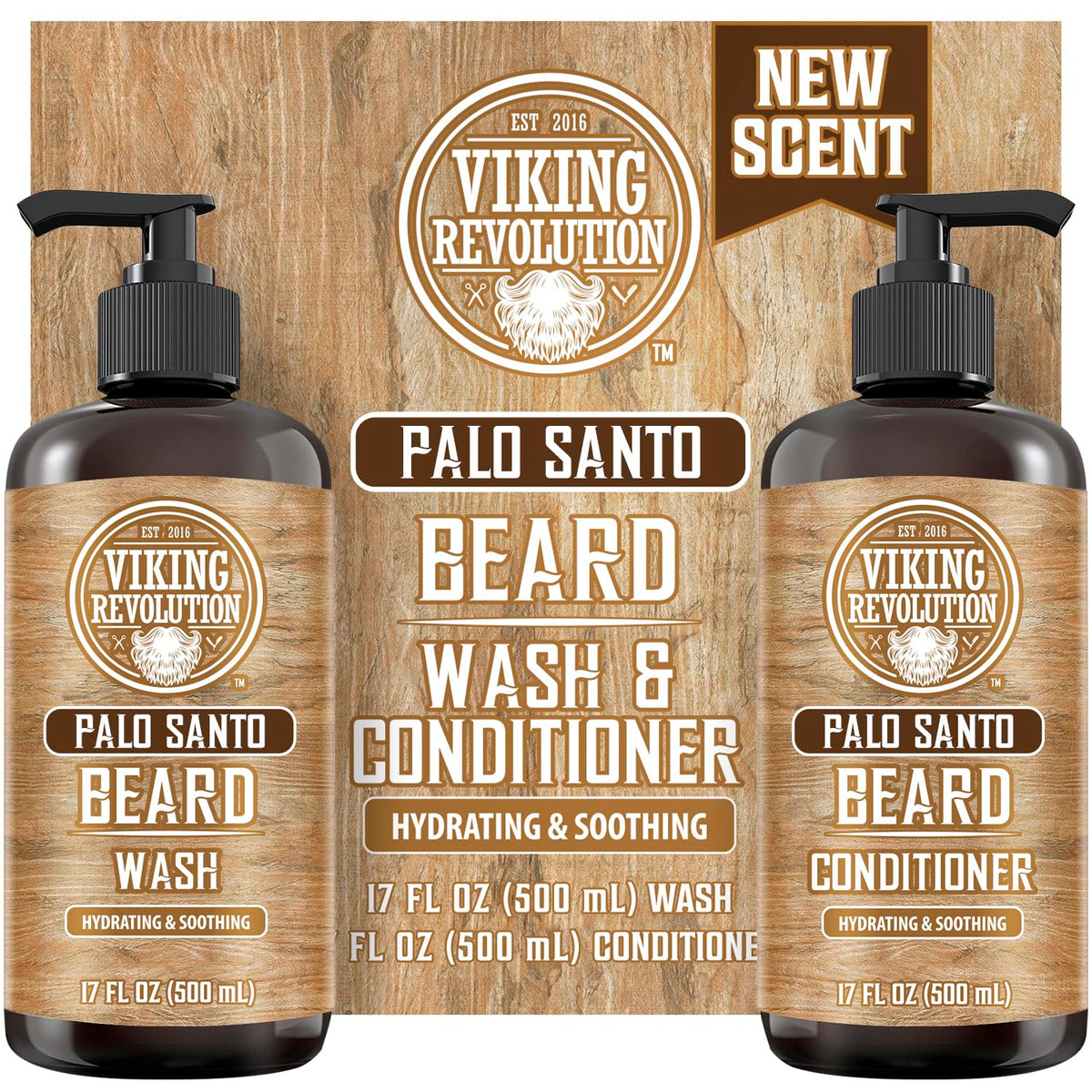 Viking Revolution Beard Wash & Conditioner Set - Sandalwood - 17 oz