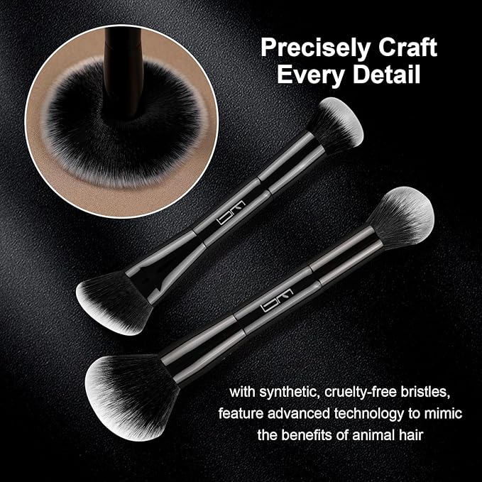 Brush Master 4Pcs Duo End Makeup Brushes, Foundation, Powder, Contour, Concealer, eye makeup Brush, Double-ended Multi-functional Synthetic Cosmetic Tools Makeup Brushes(Black)