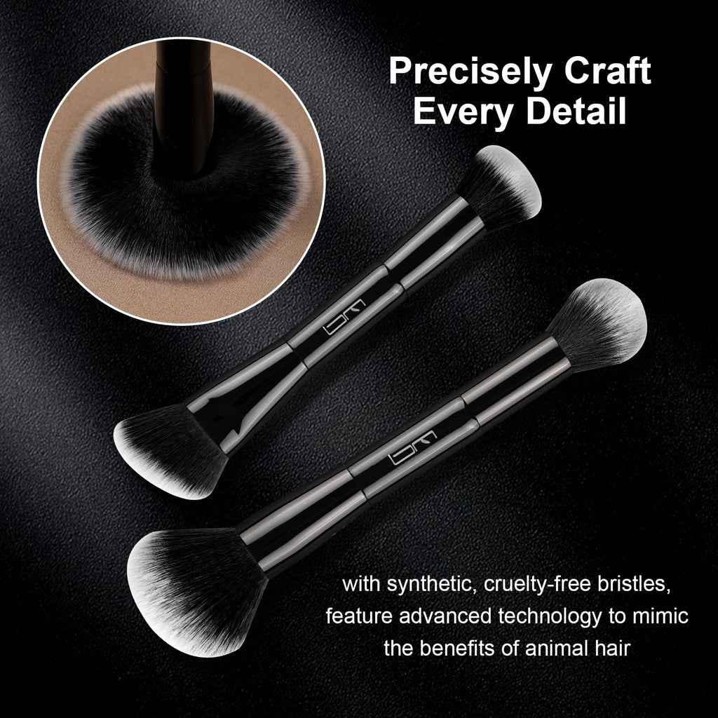 Brush Master 4Pcs Duo End Makeup Brushes, Foundation, Powder, Contour, Concealer, eye makeup Brush, Double-ended Multi-functional Synthetic Cosmetic Tools Makeup Brushes(Black)