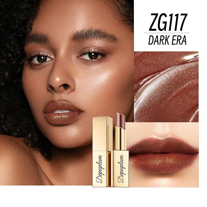Depuplum Hot Pink Brown Nude Lipstick Set for Women Shimmer Tinted Lip Balm Hydrating Moisturizing Lipstick Cruelty Free Lip Makeup, DM110/117/118