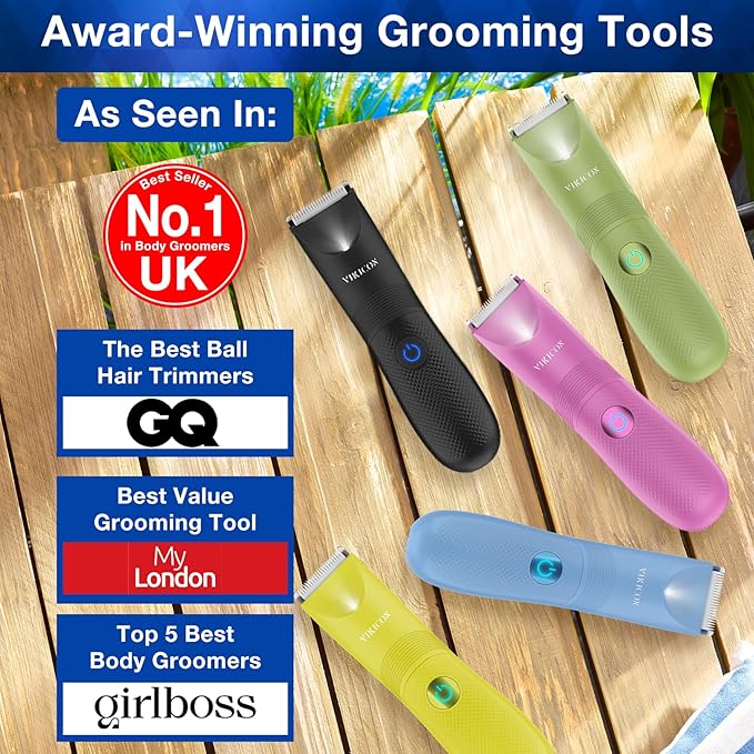Unisex Hair Trimmer with Adjustable Guards, Cordless Electric Razor, Yellow