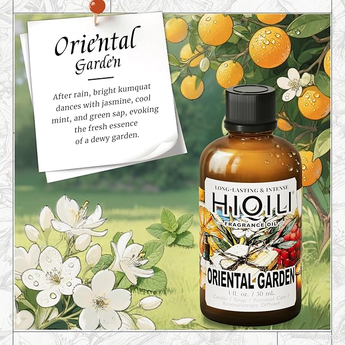 HIQILI Oriental Garden Fragrance Oil for Diffusers,Candle & Soap Making