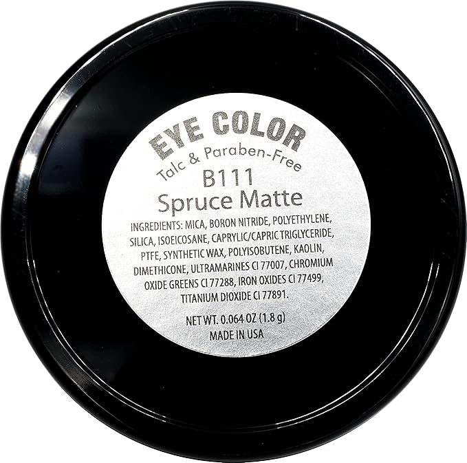 Pure Ziva Spruce Matte Deep Green Blue Grey Gray Pressed Powder Single Vegan Eyeshadow; Talc, Paraben & Cruelty Free