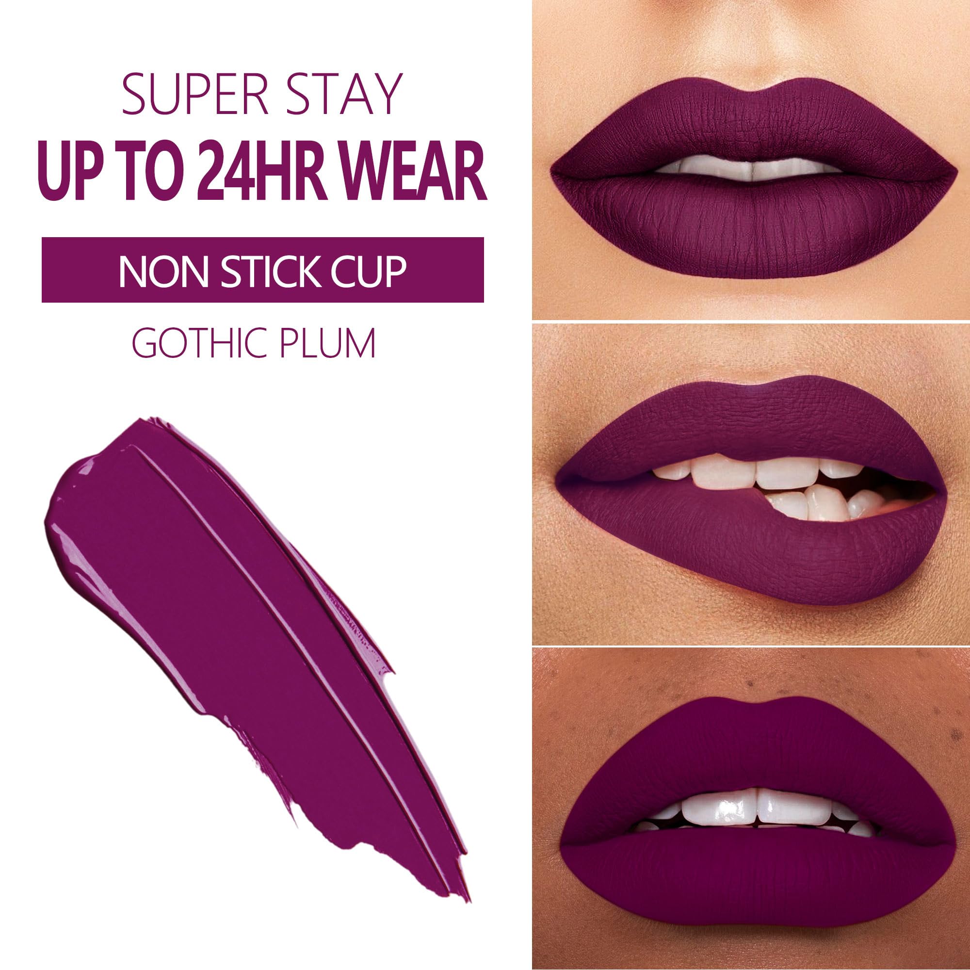 MAKI YIKA 3Pcs Matte Liquid Lipstick Set Red Purple Pink Lipstick Long Lasting
