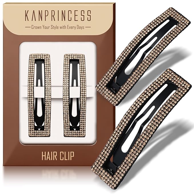 Kanprincess Rhinestone Hair Clips, Sparkly Barrettes Gift for Women Girls