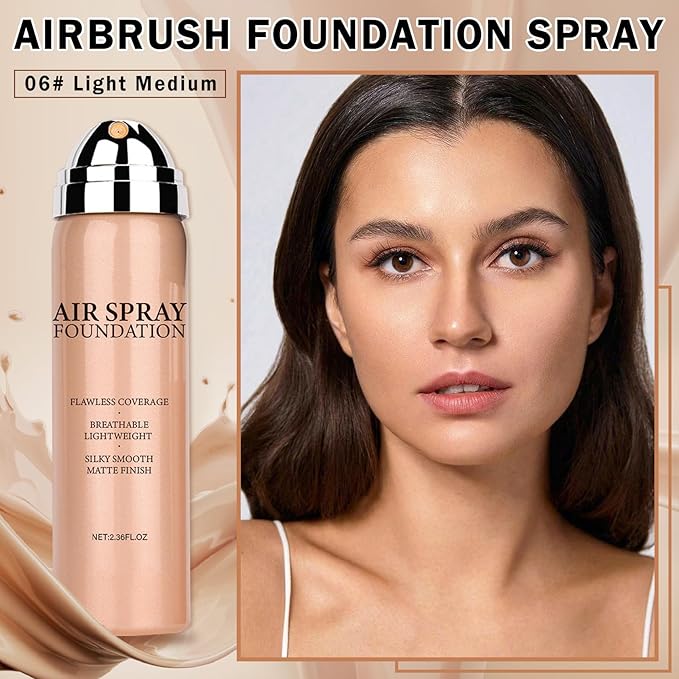 QIUFSSE Air Brush Makeup Foundation for Older Women (06 Light Medium)