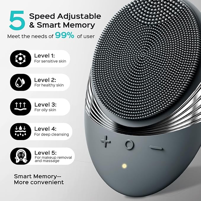 COSLUS FBS01 Facial Cleansing Brush Face Scrubber, Compact for Travel
