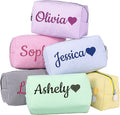 Ajiangwu Personalized Makeup Bag with Embroidered Name&Birth Flower for Bridesmaid Gifts,Custom Small Travel Cosmetic Bag Toiletry Bag Wedding Gifts for Bride