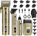 QREEYX Professional Hair Clippers for Men, Cordless Beard Trimmer, Nose & Ear Hair Trimmer, Electric Shavers Barber Kit with LED Display, Hair Cutting Kit with Case, for Barber, Mens Gift
