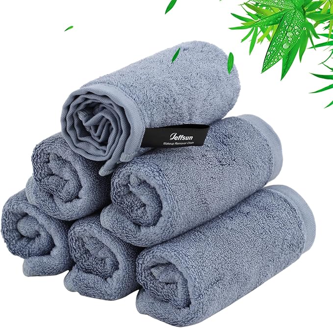 Face Wash Cloths 6 Pack,Reusable Makeup Remover Towel,10''x10'',Slate Blue