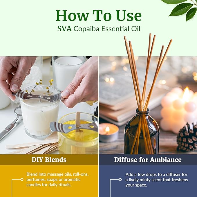 SVA Copaiba Essential Oil, Glass Bottle with Dropper, 4 Fl Oz (118 ml)