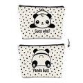 BARPERY Panda Gifts Makeup Bag for Women Girls - Cute Baby Panda 'Guess What It's Pug Butt' Cosmetic Case for Teens Daughter - Accessories (Black and White Dots 1)