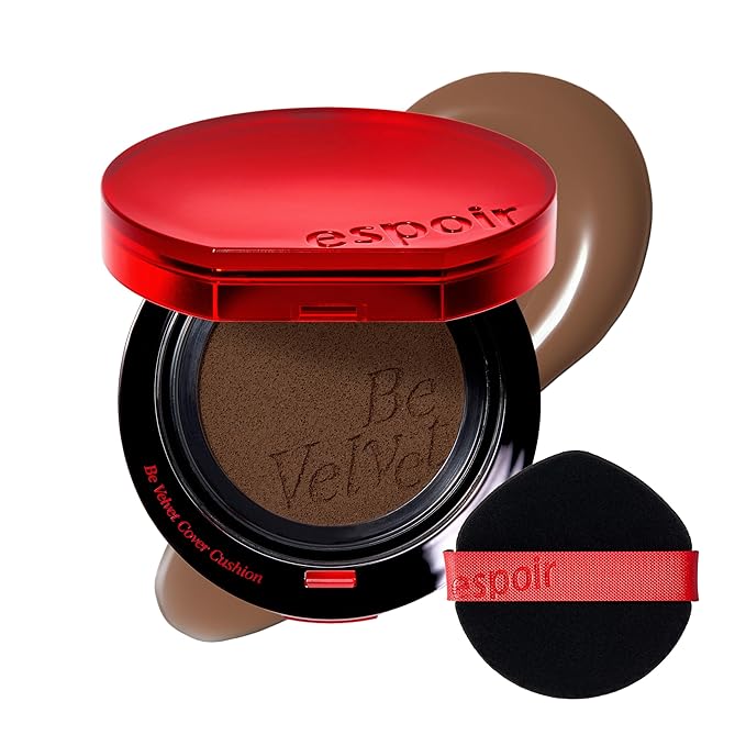 ESPOIR Be Velvet Cushion Foundation #45 Ganache | Quick and Easy Coverage with Long-lasting Color by Zero Oxidation, Velvety Smooth Finish & Lightweight Formula, Vegan, Korean Makeup, 0.46 oz