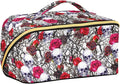 MNSRUU Makeup Organizer Bag, Skulls Rose Flowers Travel Makeup Bags Makeup Vanity Case Large Capacity Rhombus Cosmetic Toiletry Bag for Girl Women Ladies