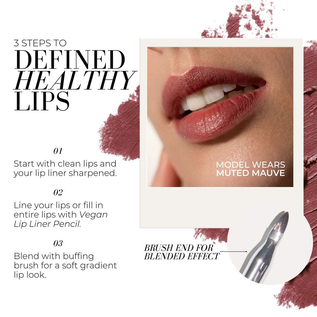 FITGLOW Beauty Vegan Lip Liner Pencil Trio, Muted Mauve, Buff, Root