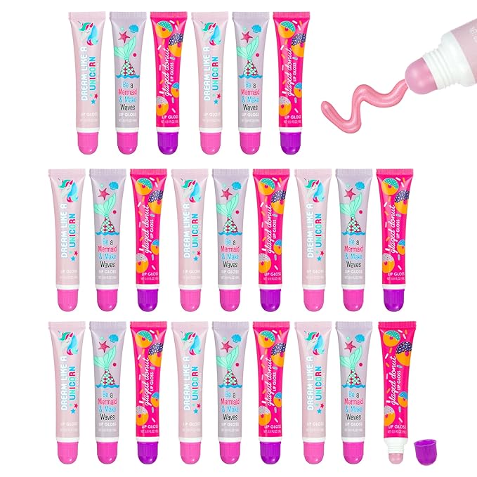 24pc Unicorn Lip Gloss Kit - Fruity Flavored Assorted Colors Non-Toxic