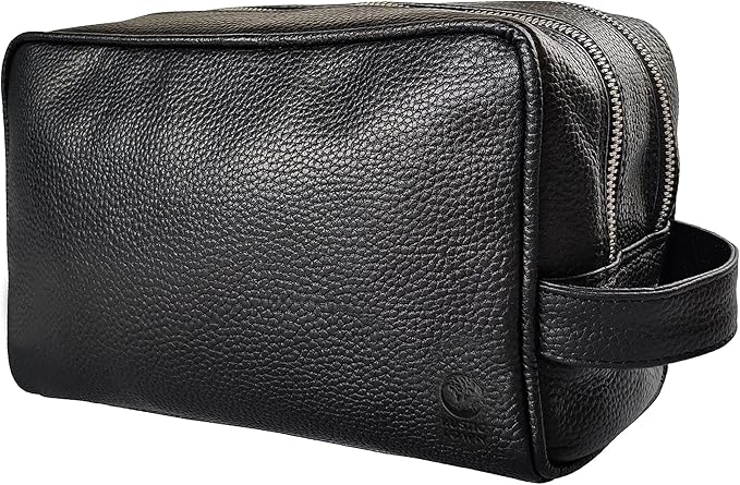 Leather Travel Toiletry Bag for Men, Full Grain Cosmetic Dopp Kit Organizer