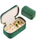 TAIMY Travel Jewelry Case, Mini Jewelry Travel Case, Velvet Small Travel Jewelry Box, Portable Jewelry Travel Organizer Box for Rings Earrings Necklaces(Emerald Green)