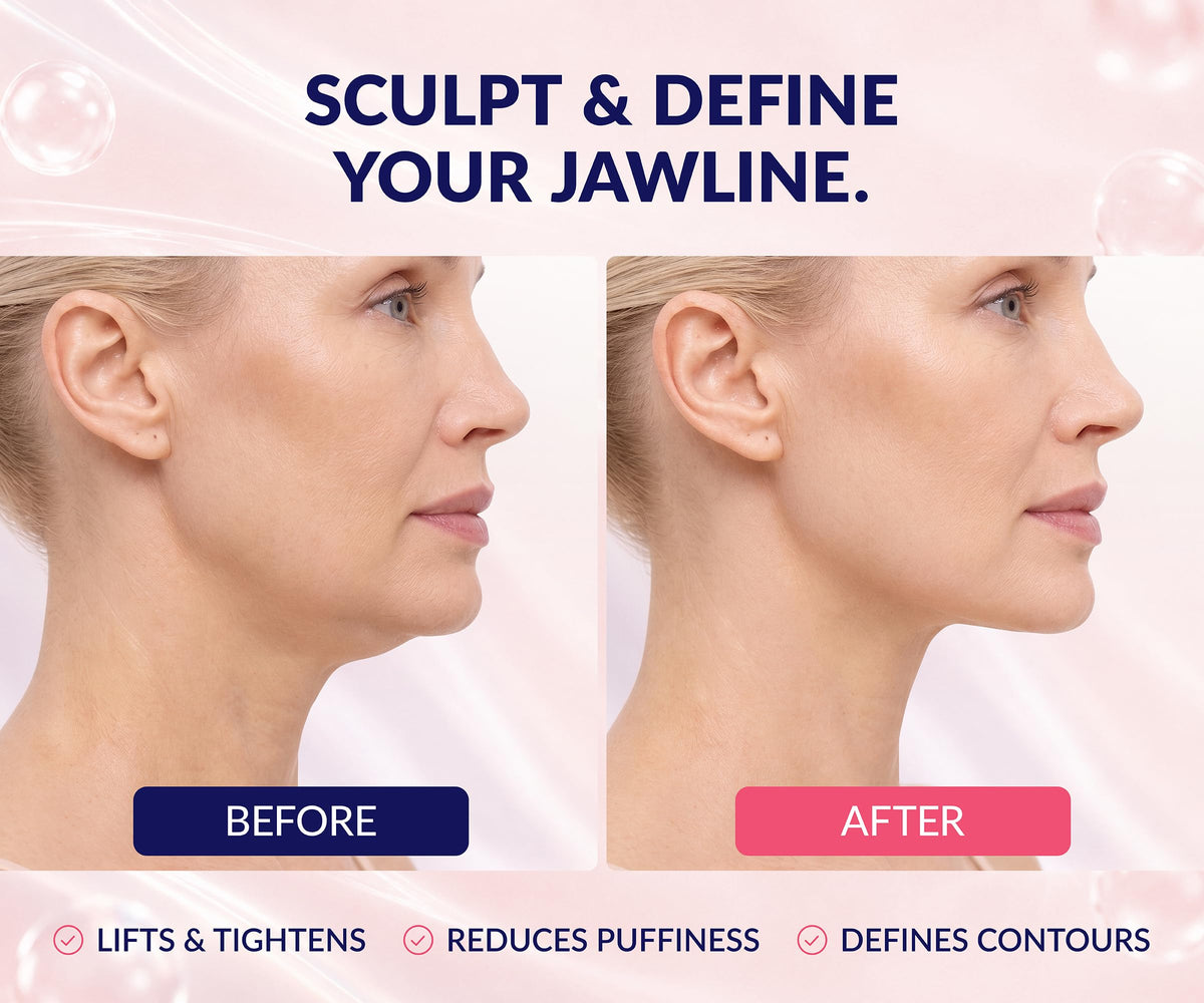 Stylia V Line Lifting Collagen Mask - Lift, Firm & Contour Jawline - Tightening Double Chin Strap with Hyaluronic Acid & Aloe - Neck Tightening and Lifting Mask - Jawline Shaper Face Lift Tape (5PC)