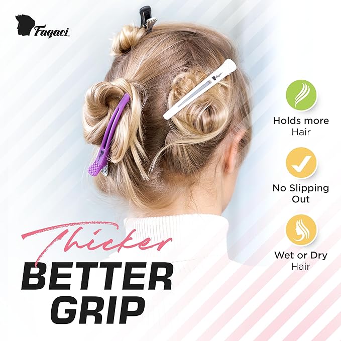 Fagaci Professional Hair Scissors & Hair Clips for Styling Sectioning Set, Hair Cutting Scissors Professional Extreme Sharp, Duckbill Hair Styling Clips, Hair Shears, Barber Scissors for Men & Women