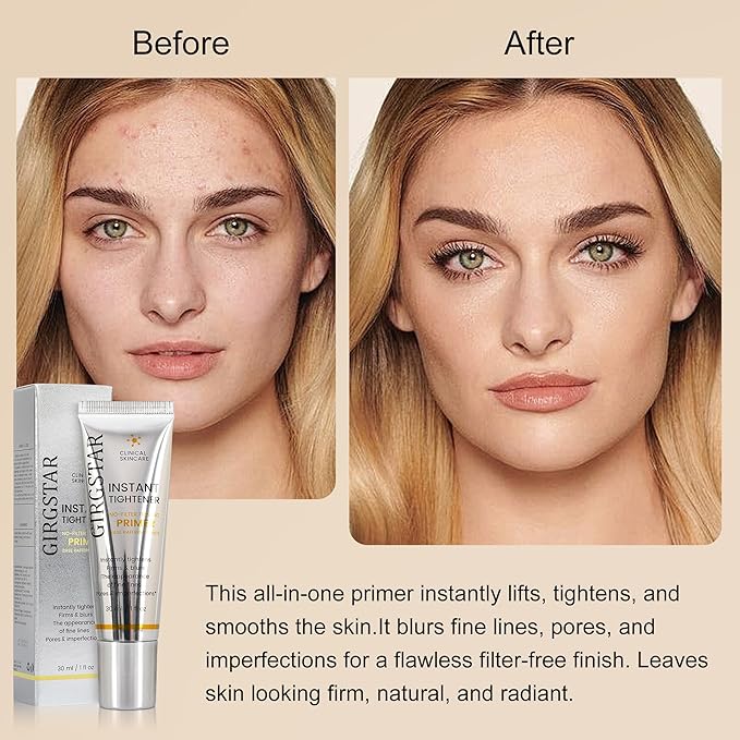 Girgstar Instant Face Blurring & Firming Primer for Face Before Makeup - Perfection Tightener Visibly Smooths the Look of Fine Lines, Wrinkles & Pores - Grips Makeup for Long Wear & Shine Control