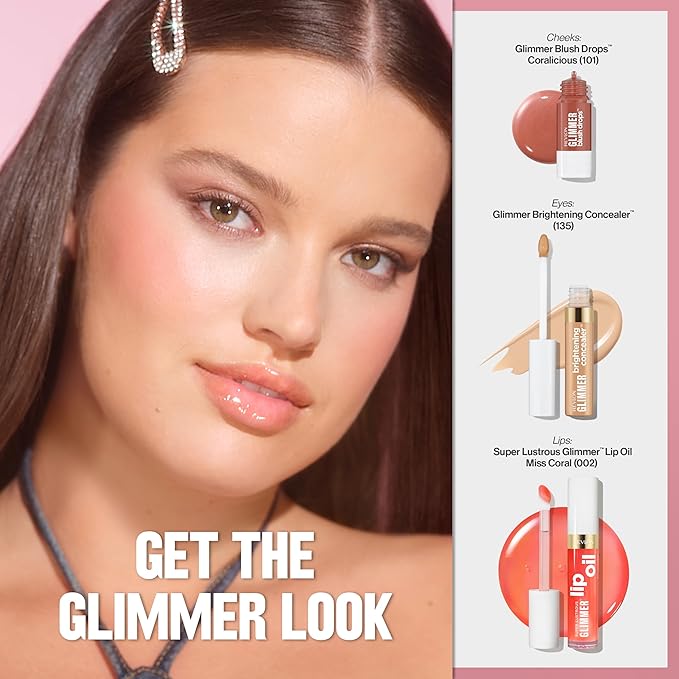 REVLON Super Lustrous Glimmer Lip Oil, 004 Gone Rose, 0.13 fl oz