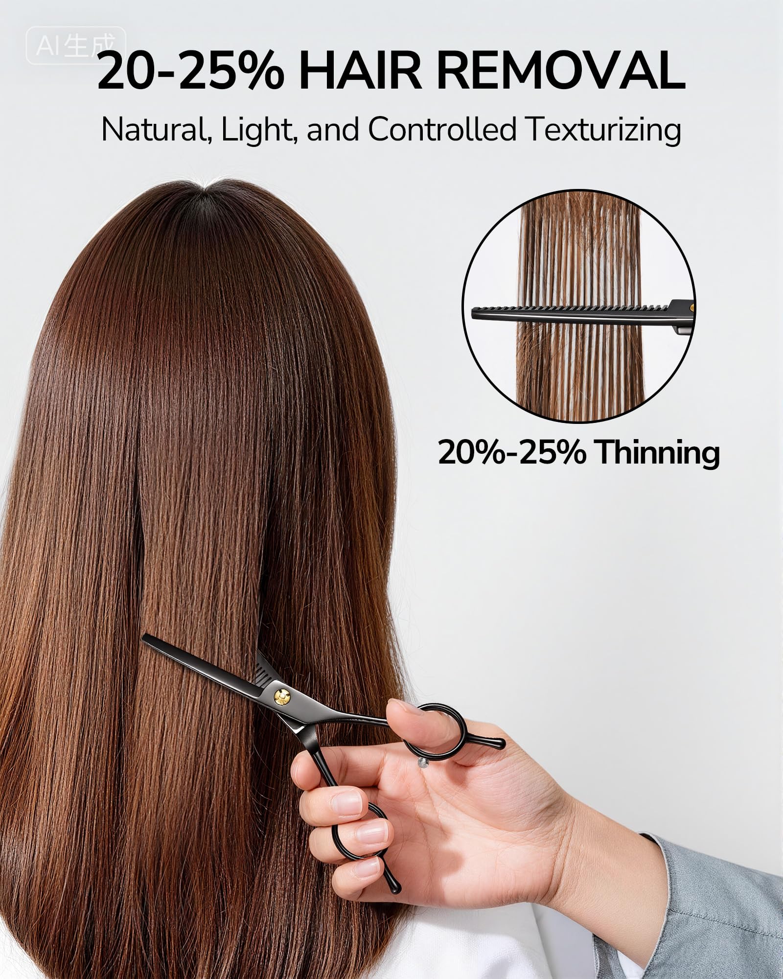 ULG Professional Thinning Shears for Hair Cutting - 6.5’’ Hair Thinning Scissors, Ultra Sharp Japanese Stainless Steel, Ergonomic Handle for Barbers, Stylists, Salon & Home Use, Black