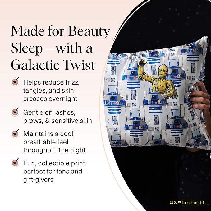 Kitsch x Star Wars R2-D2 & C-3PO Satin Pillowcase, Size 19x36