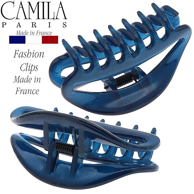 Camila Paris CP3081 French Hair Clip for Women, Small Blue, Girls Hair Claw Clip Jaw Fashion Durable Styling Hair Accessories for Women, Ladies Strong Hold No Slip Grip Clamp, Made in France
