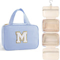 TOPEAST Travel Hanging Toiletry Bag, Personalized Initial Toiletry Pouch, Birthday Gifts for Women Mom Daughter Sister Friends, Cruise Essentials, Blue M