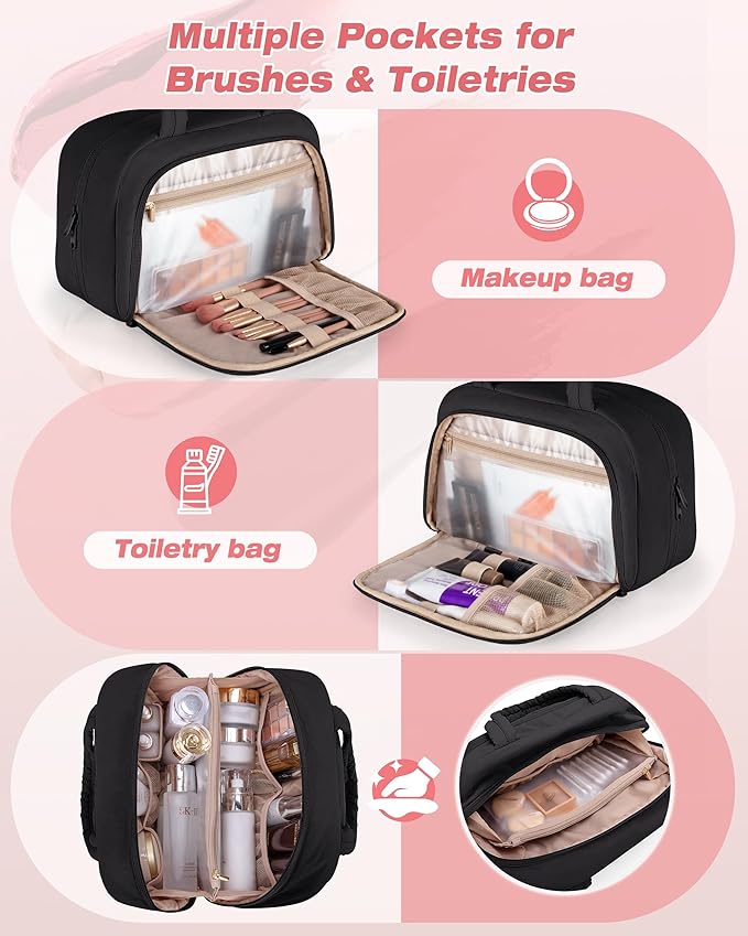 Marscamd Travel Makeup Bag for Women, Medium Size, Puffy Cosmetic Organizer
