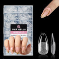 UNA GELLA Medium Almond Nail Tips, 312pcs Gel Nail Tips Almond Shape Pre Etched Full Cover Clear Fake Acrylic Pointed Press On Nails No C Curve for Nails Extension Art DIY Salon 12 Sizes