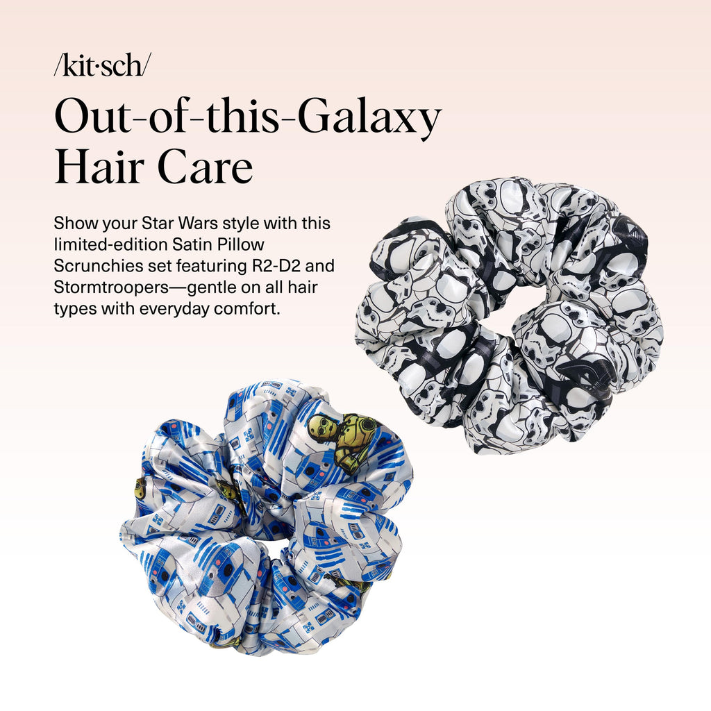 Kitsch x Star Wars R2-D2 & Stormtrooper Scrunchies for Women- Softer Than Silk Scrunchie, No Crease Hair Ties, Perfect For Day And Night Creaseless Hair Accessories - 2pcs