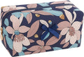 OIMEI Floral Quilted Cotton Makeup Bag for Women, Large Capacity Travel Cosmetic Pouch with Zipper, Cute Toiletry & Brush Organizer, Kawaii Makeup Storage Case – Navy Big Floral