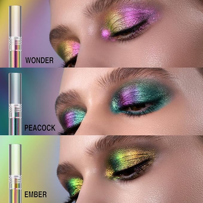 Jolilab 3Pcs Liquid Chameleon Eyeshadow Set, Holographic Multichrome Makeup