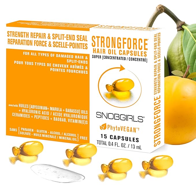 SNOB GIRLS Strength Repair Hair Serum Capsules for Damaged Hair, Split Ends
