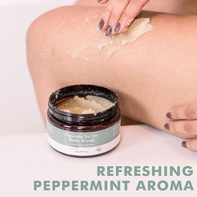 Peppermint Tea Tree Organic Body Scrub - USA Made Sugar Scrub