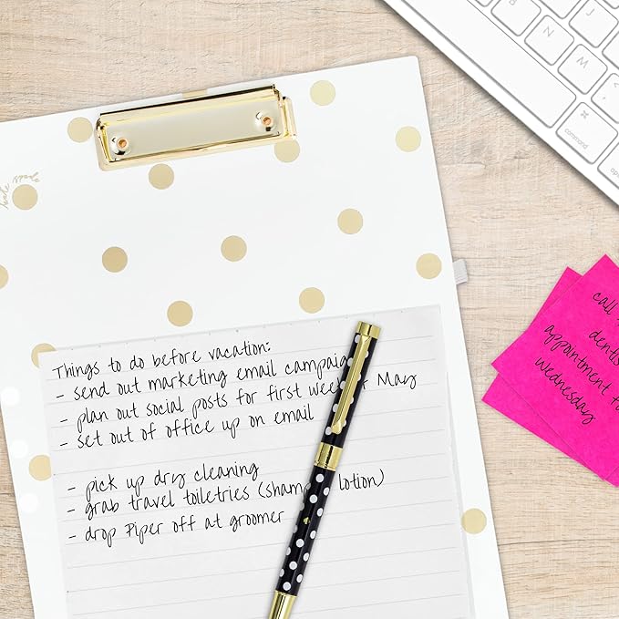 kate spade new york Clipboard Folio, Gold Dot with Script