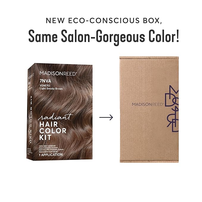 Madison Reed Radiant Hair Color Kit - 7NVA Light Cool Brown (Veneto Brown), Salon-Quality Permanent Hair Dye, Superior Gray Coverage & Dimensional Color | PPD-Free & Ammonia-Free, 1 Pack