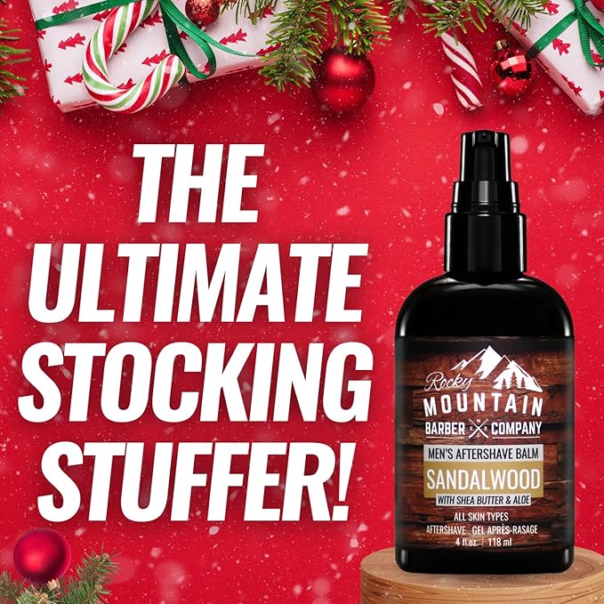 Rocky Mountain Barber Company Sandalwood Aftershave Balm for Men, 4 oz