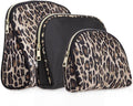 Once Upon a Rose 3 Pc Cosmetic Bag Set, Purse Size Makeup Bag for Women,Toiletry Travel Bag, Makeup Organizer,Cosmetic Bag for Girls Zippered Pouch Set, Large, Medium, Small (Brown and Black Leopard)