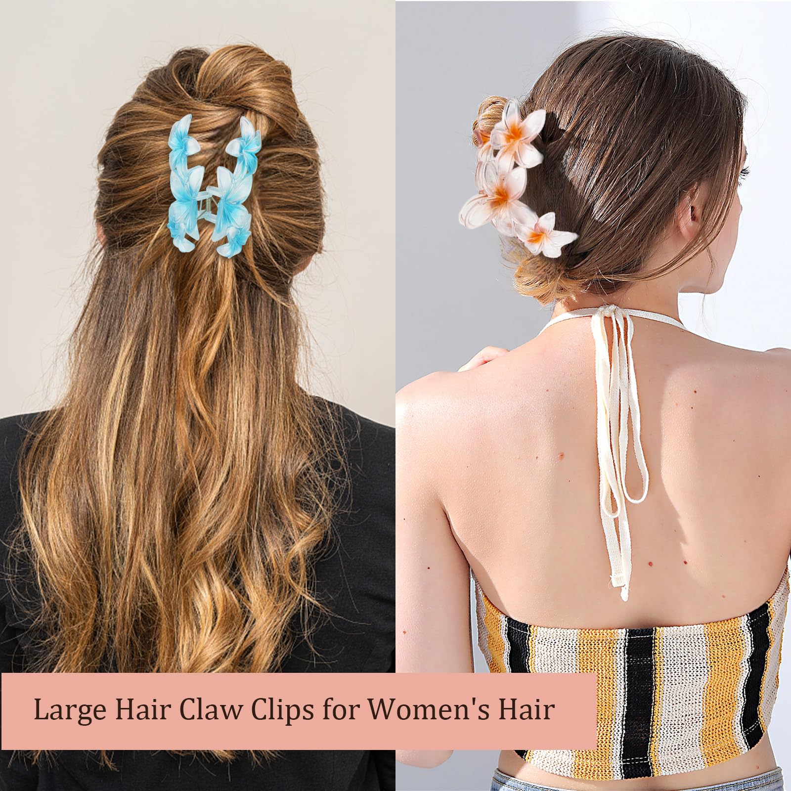 Ondder 4 Pcs Flower Hair Clips for Women Big Flower Claw Clips Large Matte Hair Clips for Thick Hair Non Slip Strong Hold Jaw Hair Clips for Women's Hair Flower Hair Accessories for Women Girls
