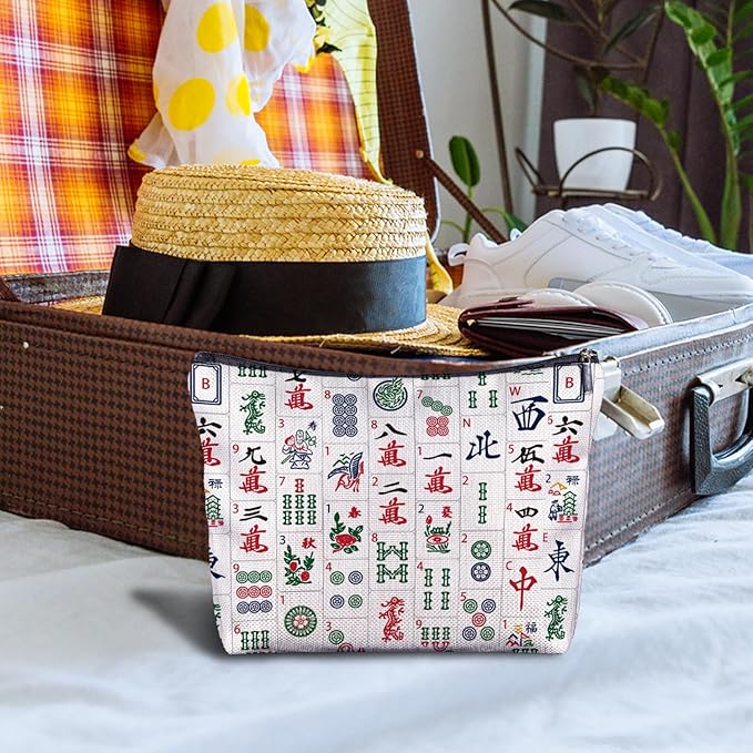 Zomhix Mahjong Gifts for Women, Chinese Mahjong Tile Makeup Bag, Gifts for Mahjong Players Lovers, Mahjong Accessories and Gifts, Mahjong Cosmetic Bag Toiletry Bag for Women