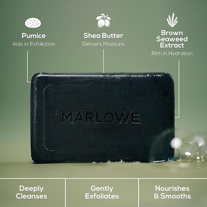 MARLOWE. Charcoal Soap, Cleansing Body Bar Soap for Men, 7 oz(12 Bars)