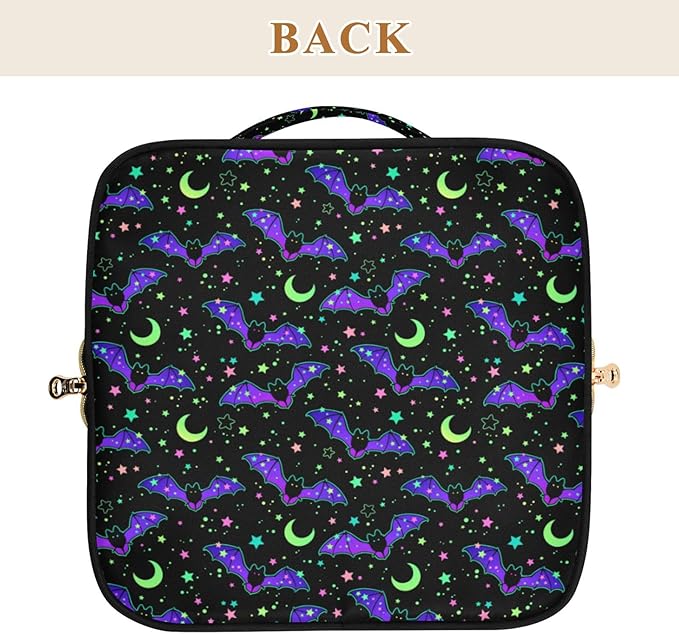 MNSRUU Makeup Organizer Bag, Magic Galaxy Bat Travel Makeup Bags Makeup Vanity Case Large Capacity Rhombus Cosmetic Toiletry Bag for Girl Women Ladies
